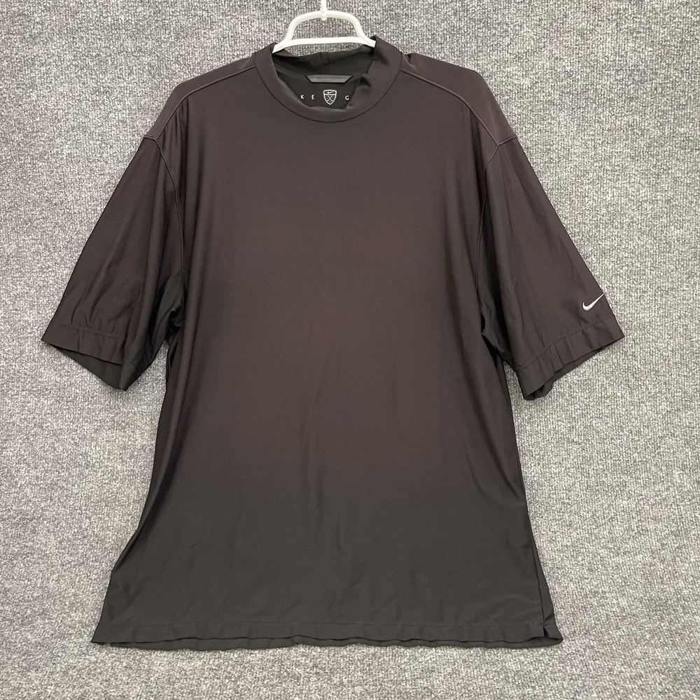 Nike Golf Shirt Mens Sz L Black Crewneck Vintage Y2K Short Sleeve